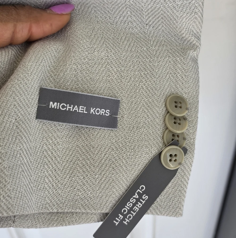 $295 Michael Kors Men Classic Fit Herringbone Woven Sport Coat Sz 42S NWT Career
